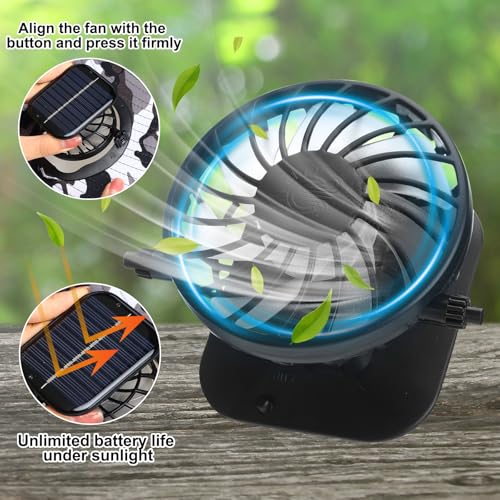 Berlune Men Sun Hat with 2 Solar Fan Fishing Wide Brim Sun Hat for Beach Outdoor Summer Camping, USB & Solar Powered(Black and White,Camouflage) - Image 3