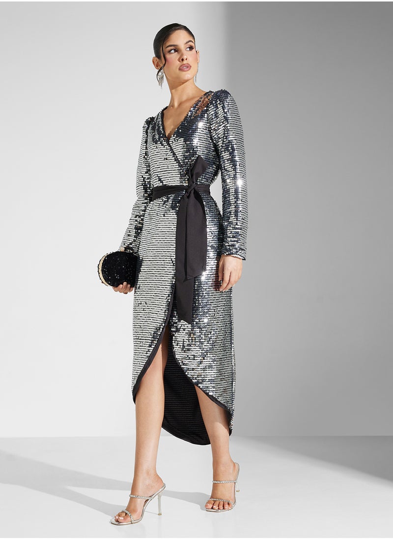 Virgos Lounge - Asymmetric Tie Detailed Dress - Image 1