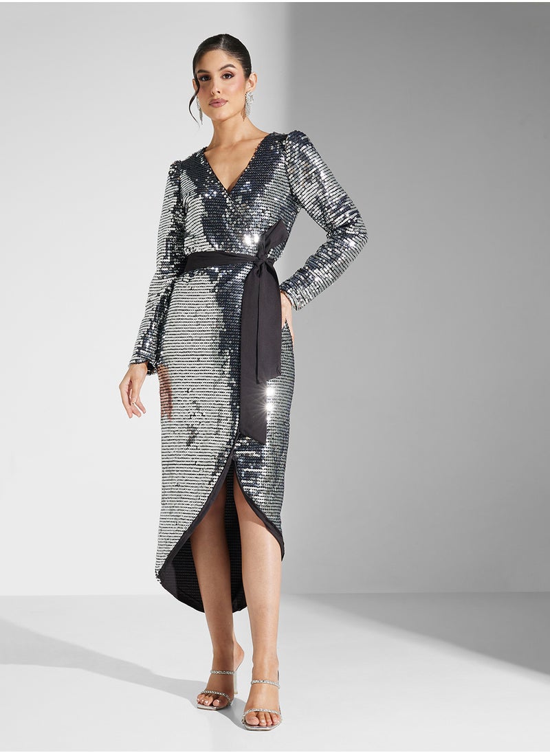 Virgos Lounge - Asymmetric Tie Detailed Dress - Image 1