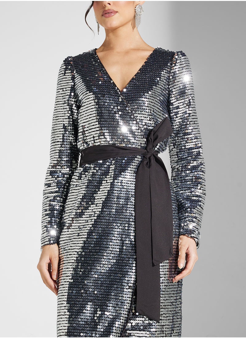 Virgos Lounge - Asymmetric Tie Detailed Dress - Image 1