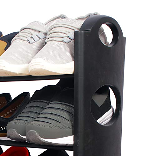 Ebee Plastic Pipe Foldable Shoe Rack with 4 Shelves (Black) - Image 4