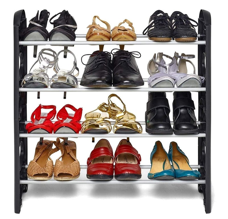 Ebee Plastic Pipe Foldable Shoe Rack with 4 Shelves (Black) - Image 5