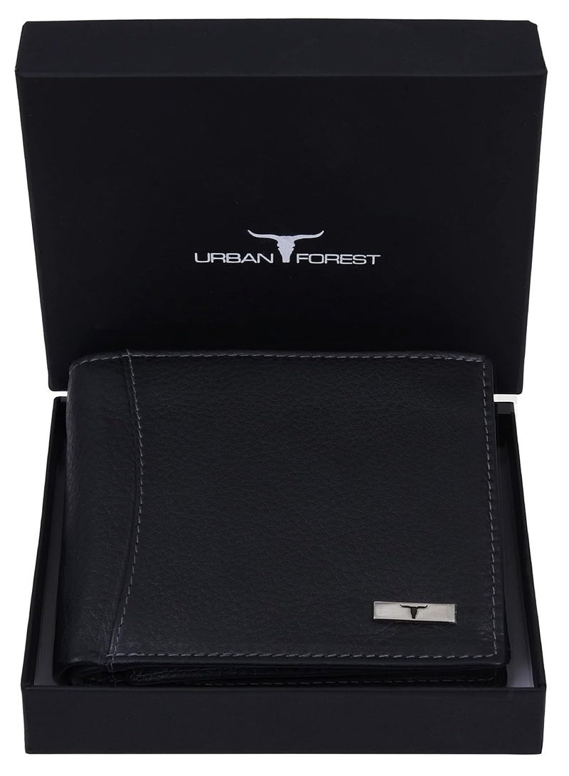 URBAN FOREST Oliver Black Leather Wallet for Men, 6 Card Slot - Image 1