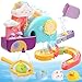 CUTE STONE Baby Bath Toys No Hole Floating Squirting Bathtub Toy W Water Slide Building Track Duck Fishing Net Game Toddler Shower Toys Water Pool Toys Educational Gifts for Boys Girls - Image 2