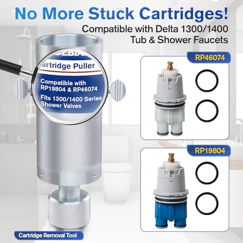 Debialo Cartridge Removal Tool Compatible with Delta Tub & Shower Faucets, Fits 1300/1400 Series RP46074 & RP19804 Cartridges, Heavy-Duty Reusable Steel Puller Extractor, Damage-Free DIY Valve Repair - Image 2