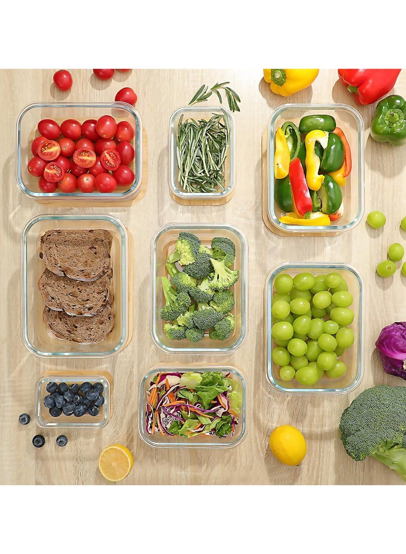 4-Piece Borosilicate Glass Food Storage Container Set with Wooden Lids & Silicone Seals – Leakproof & Stylish Kitchen Organization