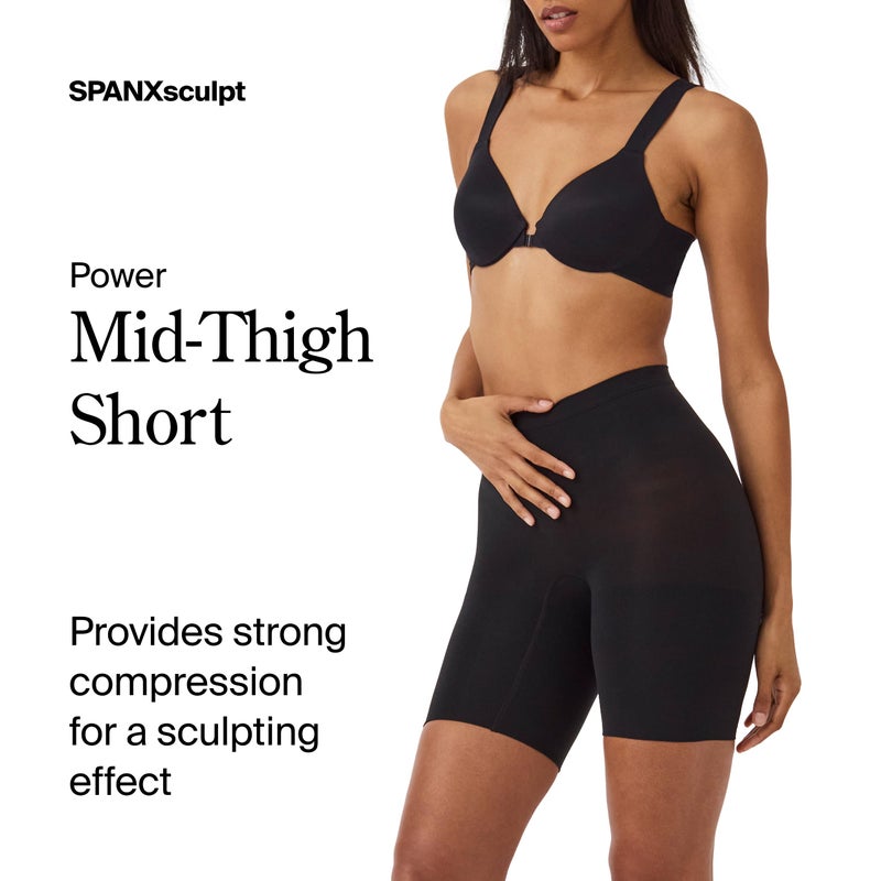 SPANX SPANXsculpt Seamless Power Mid-Thigh Short - Core Shapewear - Lightweight, All-Day Shaping & Support - No Panty Lines - Very Black - Medium - Image 2