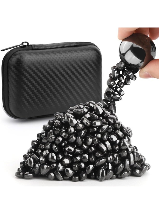 Generic 500pcs Ferrite Putty with 1 Big Magnetic Toy Ball, Smooth Ferrite Rock Ball Fidget Toy Science Kit, Office Desk Toy Decoration Gift for Adults with Case  - Image 1
