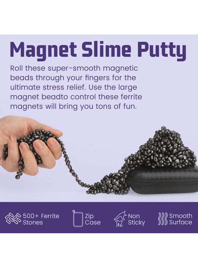 Generic 500pcs Ferrite Putty with 1 Big Magnetic Toy Ball, Smooth Ferrite Rock Ball Fidget Toy Science Kit, Office Desk Toy Decoration Gift for Adults with Case  - Image 3