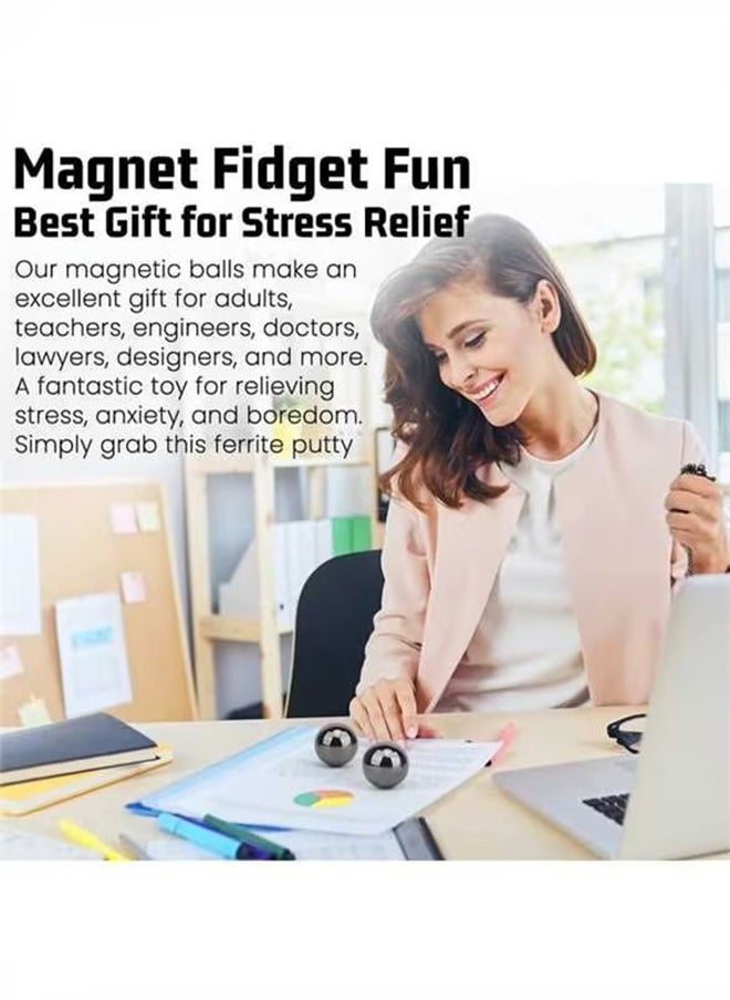 Generic 500pcs Ferrite Putty with 1 Big Magnetic Toy Ball, Smooth Ferrite Rock Ball Fidget Toy Science Kit, Office Desk Toy Decoration Gift for Adults with Case  - Image 5
