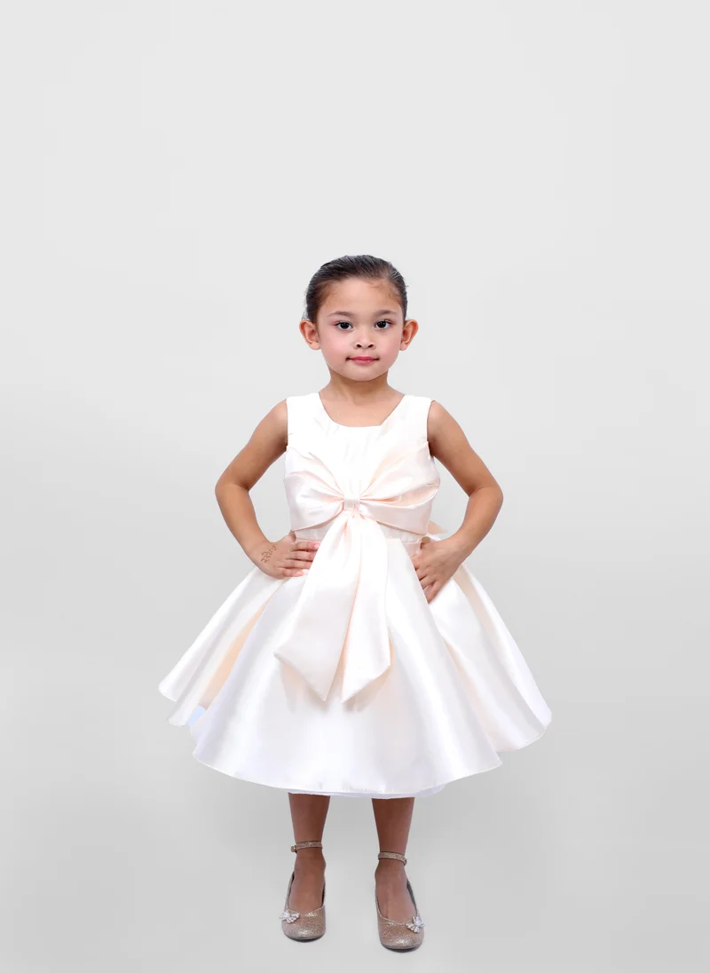 دىدانيالا D' Daniela - Fluffy Party Dress with the Bowl in front for Girls Cream Colour