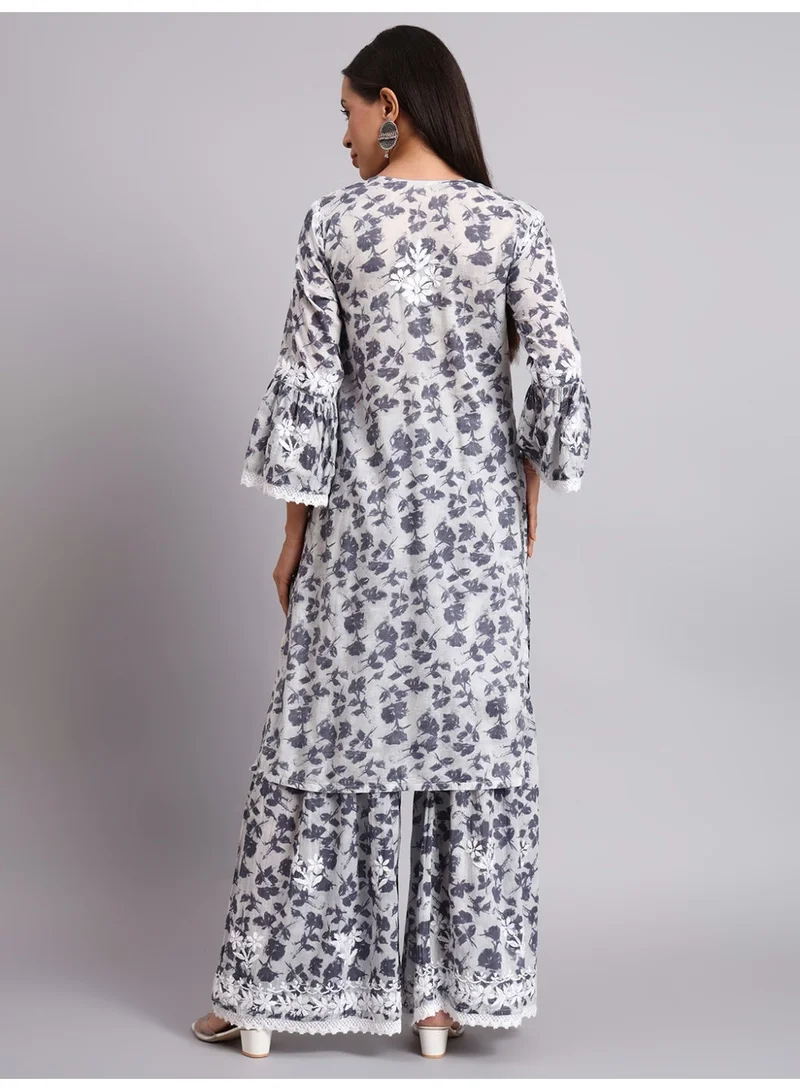 الايا مجموعة كورتا قطن شيكانكاري مطرزة يدويًا للنساء-AL4099KS