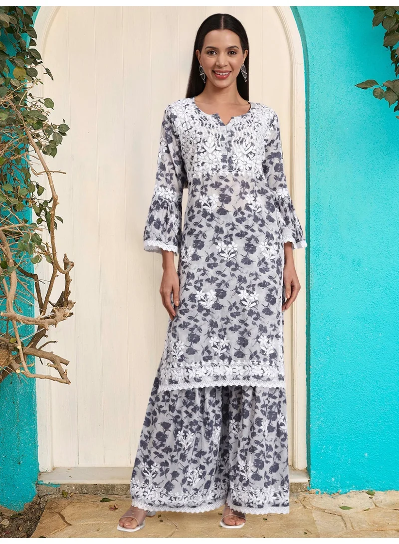 Women Hand Embroidered Chikankari Cotton Kurta Set-AL4099KS