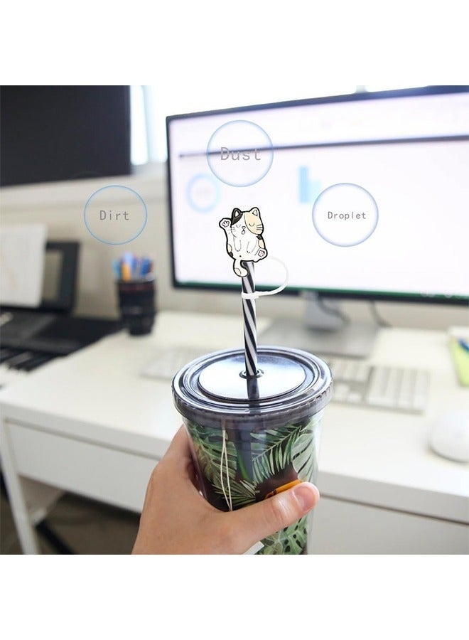 Silicone Cat Straw Topper Covers Set of 6, BPA-Free Reusable Caps Fit 10mm Straws Compatible With Stanley Hydro Flask Travel Tumblers - Image 4
