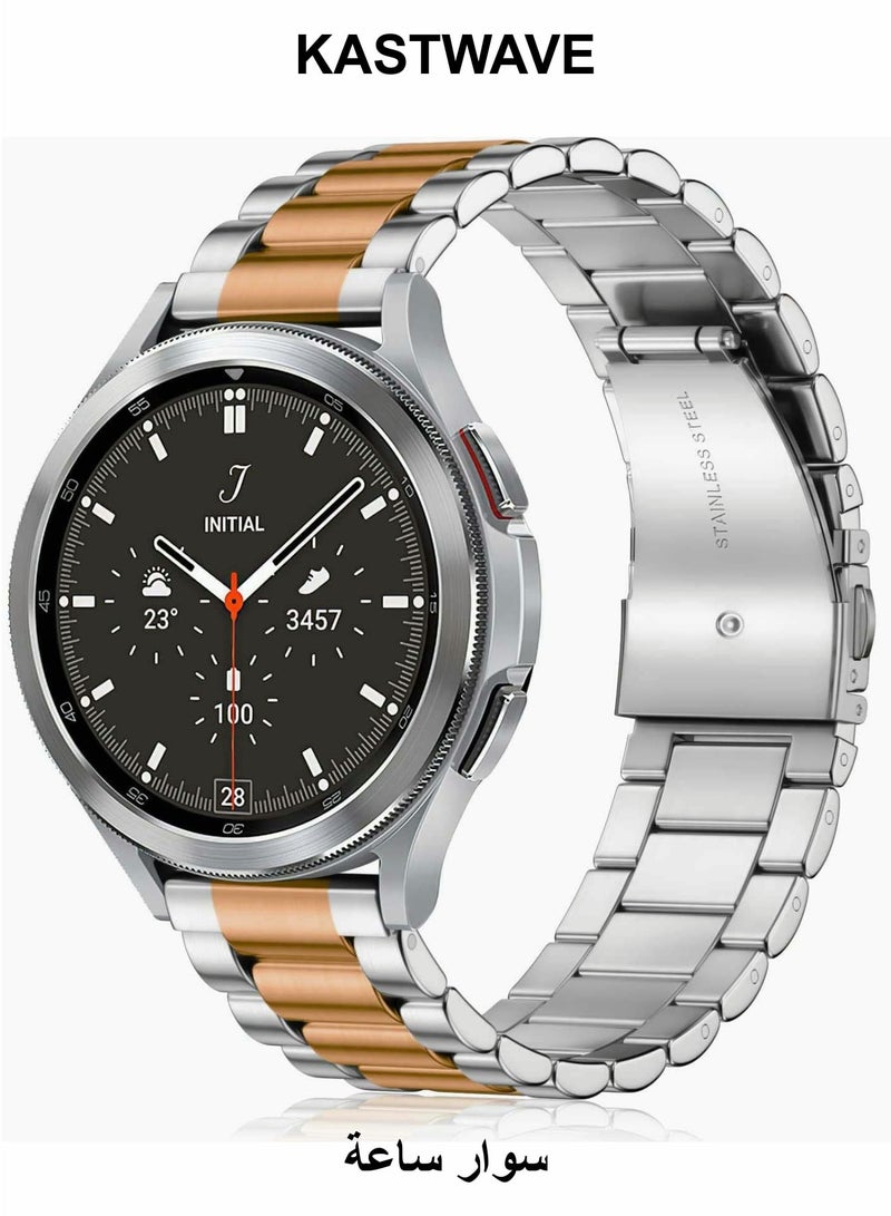 KASTWAVE Stainless Steel Metal Watch Bands for Samsung Galaxy Watch 5/4 Band 40mm 44mm, Gapless Metal Mesh Replacement Strap for Samsung Galaxy Watch 4/5 Classic 46mm 42mm - Image 1