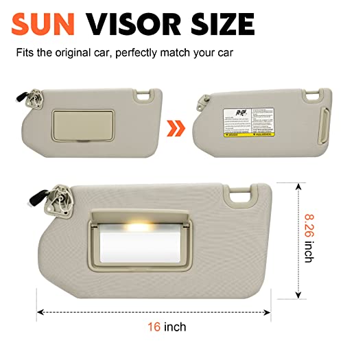 ILONPA Beige Driver Left Side Sun Visor Replacement Compatible with Nissan Pathfinder 2013-2018, Infiniti QX60 2014-2017, Infiniti JX35 2013 Replace 96401-9PB0A - Image 2