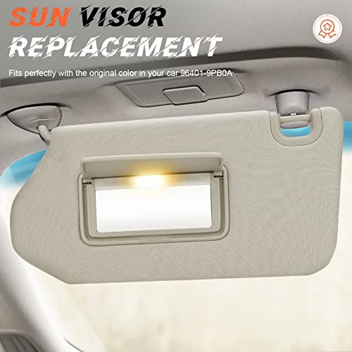 ILONPA Beige Driver Left Side Sun Visor Replacement Compatible with Nissan Pathfinder 2013-2018, Infiniti QX60 2014-2017, Infiniti JX35 2013 Replace 96401-9PB0A - Image 3
