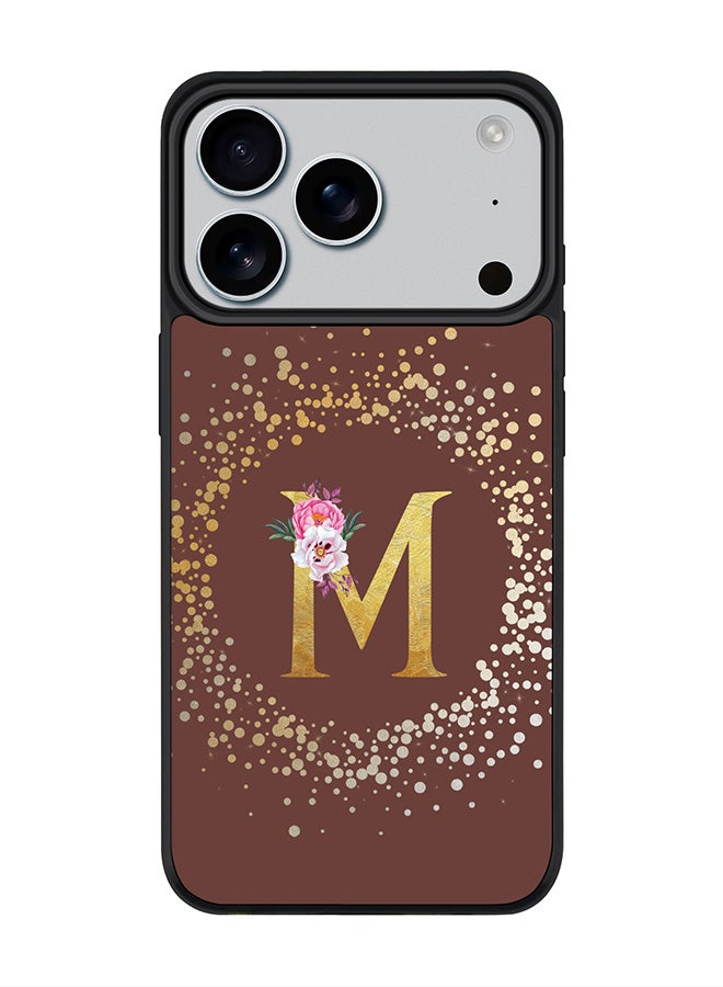 Stylizedd iPhone 17 Pro Case, [Compatible with MagSafe] Slim Magnetic cover Phone Case iPhone 17 Pro -Custom Monogram Floral - M  (Brown ) - Image 1