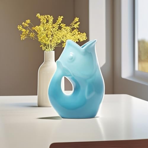 Gurgle Pot Fish Pitcher- Gradient Blue - 42 oz Capacity | Beverage Pitcher | Blue Serving Ware for Parties | Indoor and Outdoor Serveware | Coffee and Dining Room Tables Centerpieces - Image 5