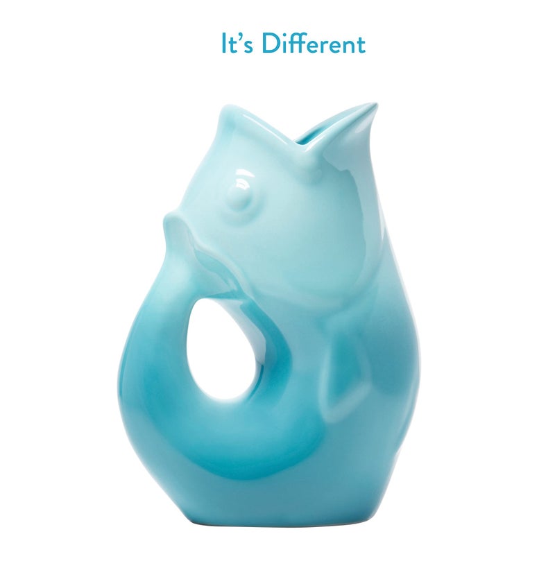 Gurgle Pot Fish Pitcher- Gradient Blue - 42 oz Capacity | Beverage Pitcher | Blue Serving Ware for Parties | Indoor and Outdoor Serveware | Coffee and Dining Room Tables Centerpieces - Image 3