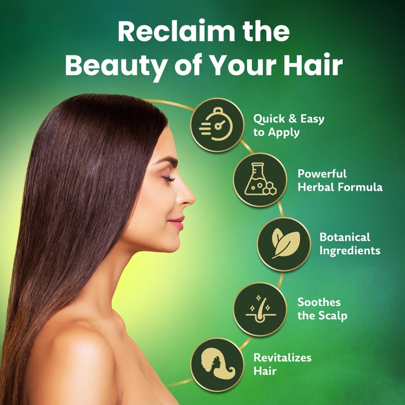 BIOGREEN ROOTS Ammonia-Free & Paraben-Free Herbal Hair Dye Shampoo for Women & Men â€“ Gentle Natural Color Haircare Wash for Gray Coverage, Nourishing Shampoo for Color Care â€“ Brown Black (400 ml) - Image 2