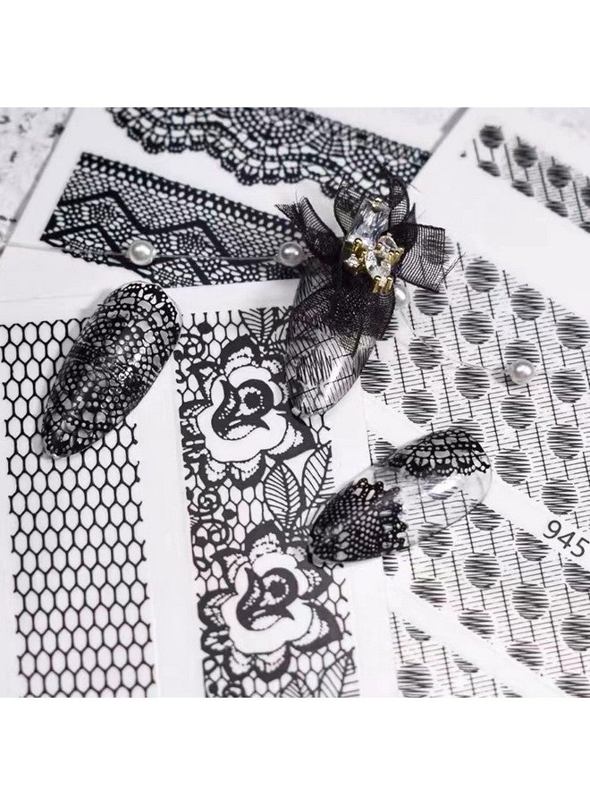 KASUWA Black Lace Nail Stickers 3D Lace Nail Art Sticker Decal Lace Dots Flower Selfadhesive Nail Design For Nail Acrylic Nail Decoration For Women Manicure Decor 6 Sheets - Image 5