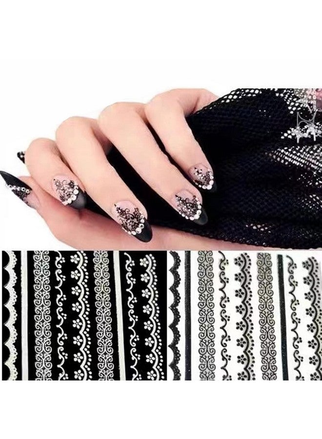 KASUWA Black Lace Nail Stickers 3D Lace Nail Art Sticker Decal Lace Dots Flower Selfadhesive Nail Design For Nail Acrylic Nail Decoration For Women Manicure Decor 6 Sheets - Image 4