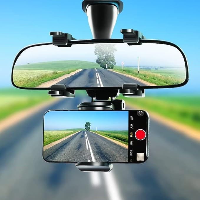 DS ENTERPRISE 360°Rotatable & Retractable Car Phone Holder |Anti Shake Fall Prevention | Anti-Vibration Pads | Car Rearview Mirror Universal Adjustable Arm & Angle Cradles Mount Desk for All Mobile Phones (A++) - Image 1