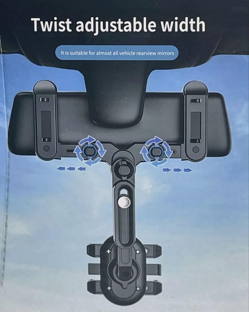 DS ENTERPRISE 360°Rotatable & Retractable Car Phone Holder |Anti Shake Fall Prevention | Anti-Vibration Pads | Car Rearview Mirror Universal Adjustable Arm & Angle Cradles Mount Desk for All Mobile Phones (A++) - Image 5