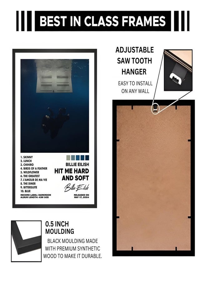 Vyopix Billie Eilish - Hit Me Hard and Soft Music Album Cover, Wall Decoration Art Framed Poster, Matte & Glossy Laminated Poster with 0.5 Inch Black Wooden Frame (Glossy, 8X12 Inches) - Image 4