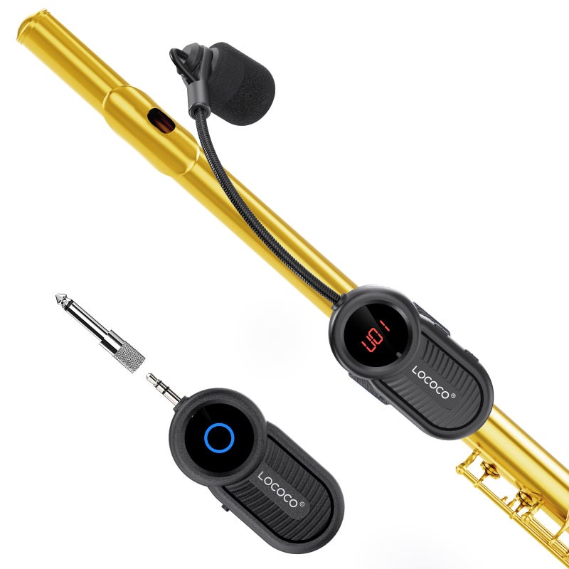 Lococo UHF Wireless Flute Microphone System Wind Music Instruments Microphone Receiver and Transmitter 160ft Range with Digital Screen for Flute Piccolo Clarinet - Image 2