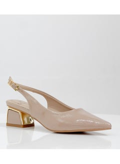 LAMARAPARIS Gabrina 4cm heel pu closed toe sling court nude  - Image 1