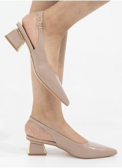 LAMARAPARIS Gabrina 4cm heel pu closed toe sling court nude  - Image 2