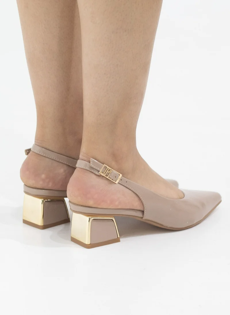 LAMARAPARIS Gabrina 4cm heel pu closed toe sling court nude