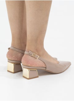 LAMARAPARIS Gabrina 4cm heel pu closed toe sling court nude  - Image 4
