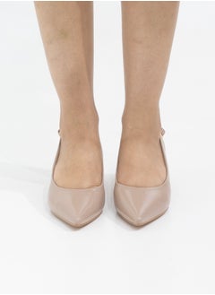 LAMARAPARIS Gabrina 4cm heel pu closed toe sling court nude  - Image 5