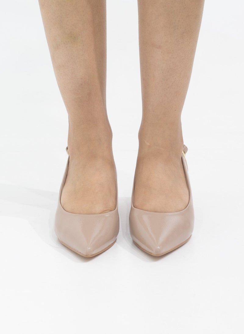 LAMARAPARIS Gabrina 4cm heel pu closed toe sling court nude  - Image 5