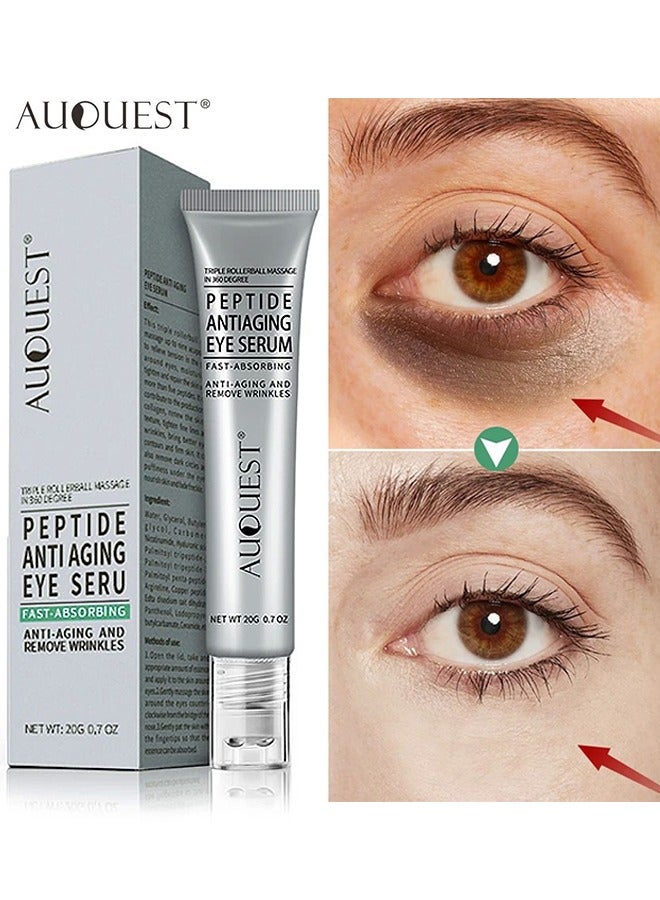 AuQuest Peptide Anti Aging Eye Serum 20G, Anti-Aging And Remove Wrinkles Eye Serum, With Three 360° Massage Ball, Eye Cream With Anti Allergy Applicatorhead, Firming Lifting Eye Essence, Eye Care - Image 1