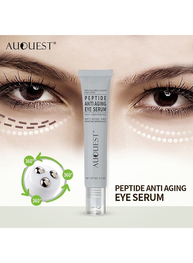 AuQuest Peptide Anti Aging Eye Serum 20G, Anti-Aging And Remove Wrinkles Eye Serum, With Three 360° Massage Ball, Eye Cream With Anti Allergy Applicatorhead, Firming Lifting Eye Essence, Eye Care - Image 3