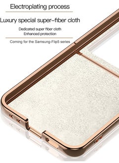 Unique For Samsung Galaxy Z Flip 5 Case with Stand 360° Rotatable Ring Holder Kickstand [Magnetic Car Mount] Gold Plating for Women Men Shockproof Protective Cover for Samsung Z Flip 5 5G (White)  - Image 3