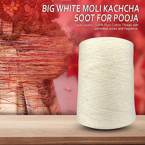 DOKCHAN Kacha Sutra Sutali Kukari Raw Yarn White Five Tar 3000 Meter Sutali for Pooja Strong Cotton Thread (Pack of 3) - Image 3