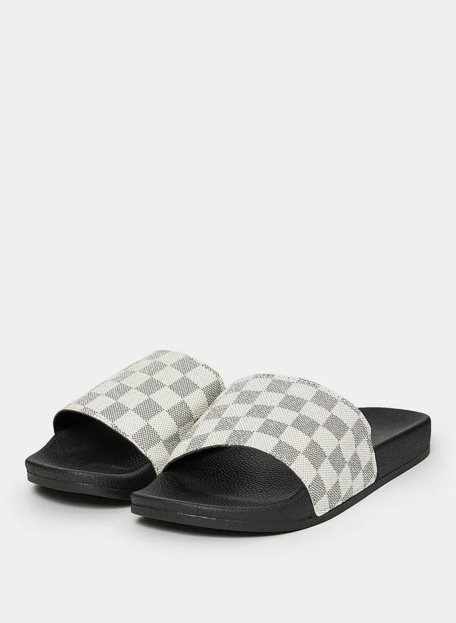 ستايلي Styli Checked Pattern Strap Comfort Slides