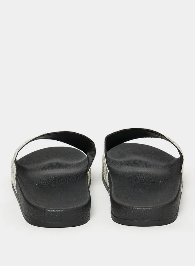ستايلي Styli Checked Pattern Strap Comfort Slides