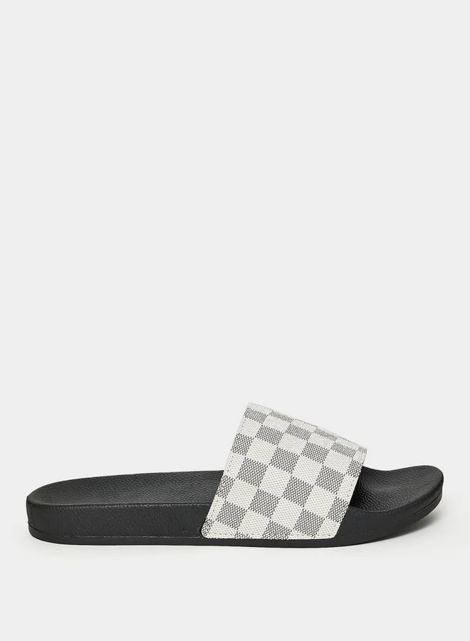 ستايلي Styli Checked Pattern Strap Comfort Slides