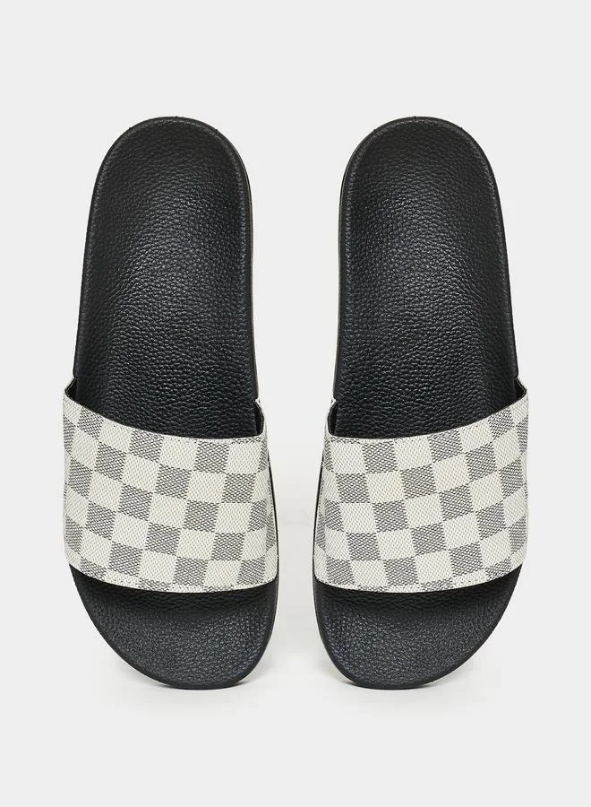 ستايلي Styli Checked Pattern Strap Comfort Slides