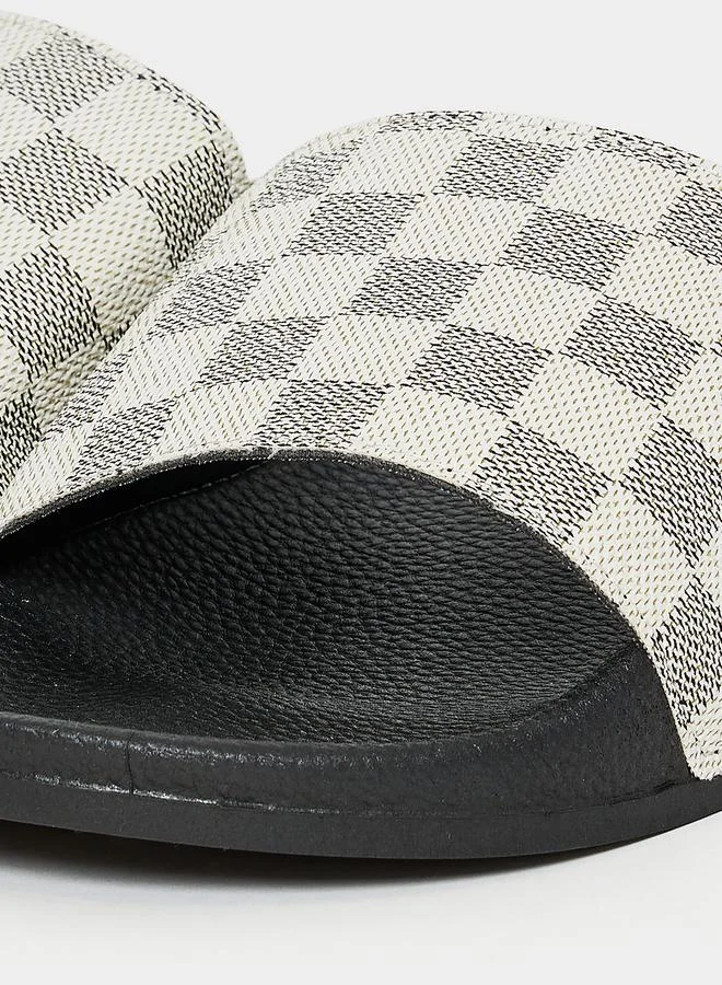 ستايلي Styli Checked Pattern Strap Comfort Slides