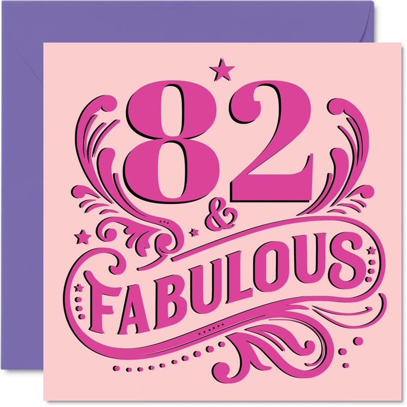 Stuff4 82nd Birthday Cards for Women - Fabulous - Happy Birthday Card for 82 Year Old Woman Wife Grandma Grandma Nana  5.7 Inch Bday Greeting Cards - Image 1