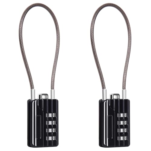 SEPOX® Compact Design Twins Resettable 4-Digit Combination Padlock, Extra Long Cable – Personalized Password, Durable Vinyl Steel Cable, Multipurpose Lock for Suitcase, Gym Lockers, Toolbox – Black - Image 1