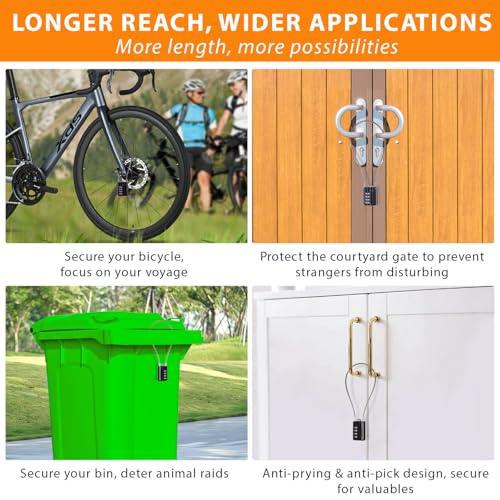 SEPOX® Compact Design Twins Resettable 4-Digit Combination Padlock, Extra Long Cable – Personalized Password, Durable Vinyl Steel Cable, Multipurpose Lock for Suitcase, Gym Lockers, Toolbox – Black - Image 4