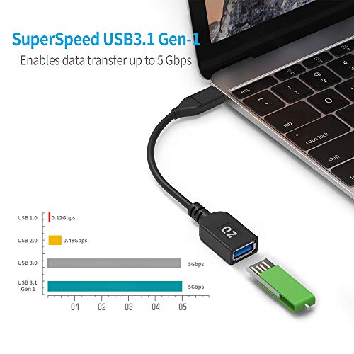QZ USB 3.1 Type C OTG Adapter, USB C to USB Connector, USB to Type C OTG [Thunderbolt-3 Compatible] Cable 7.5 cm, Black - Image 4